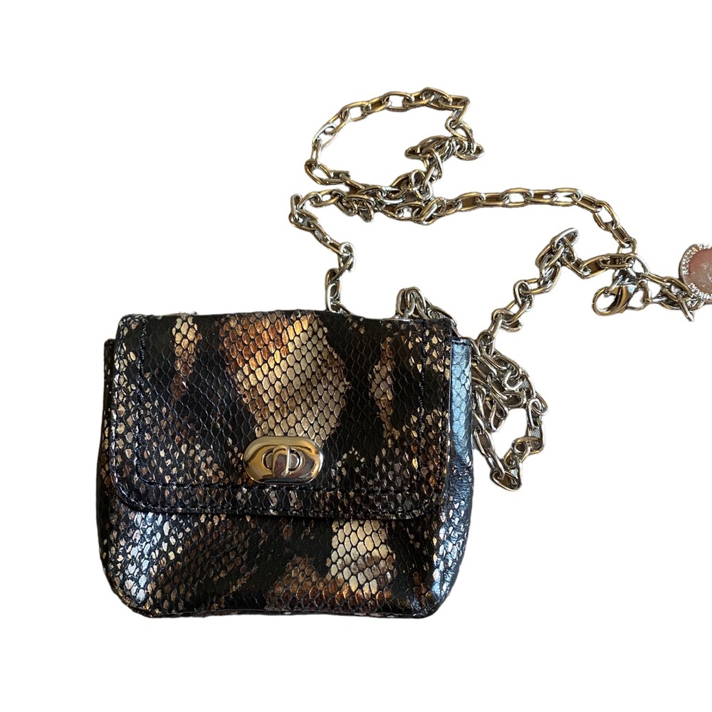 ⭐️ BANANA REPUBLIC Snakeskin Metallic Mini Crossbody Chain Strap - Picture 4 of 9